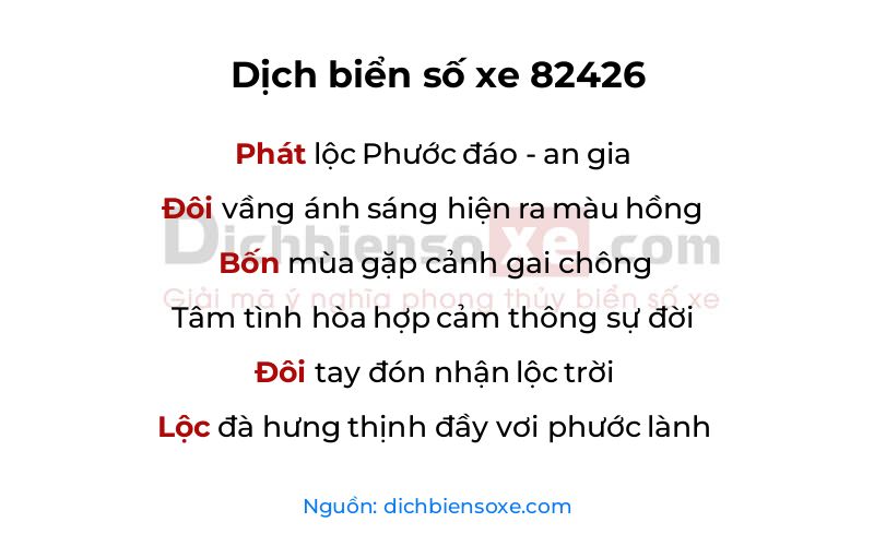 Dịch thơ biển số 82426
