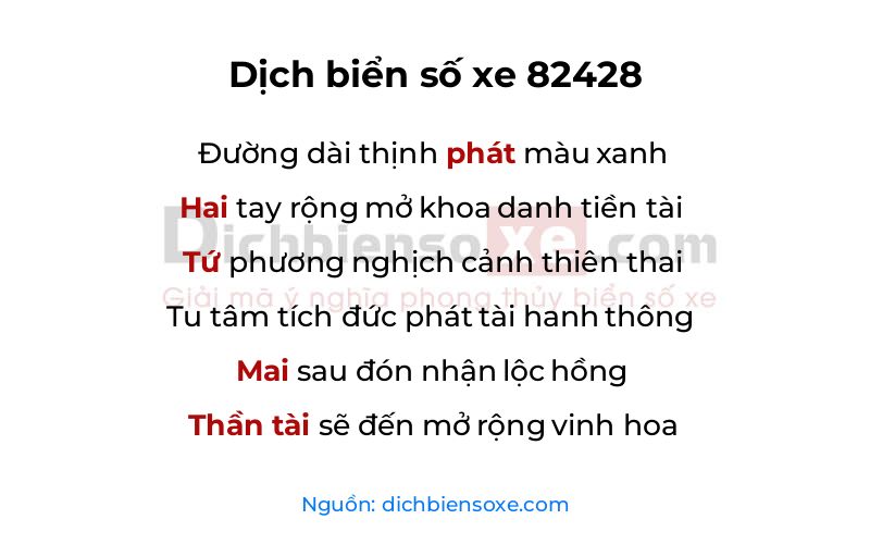 Dịch thơ biển số 82428