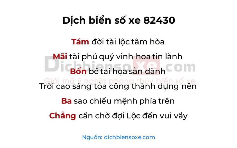 Dịch thơ biển số 82430
