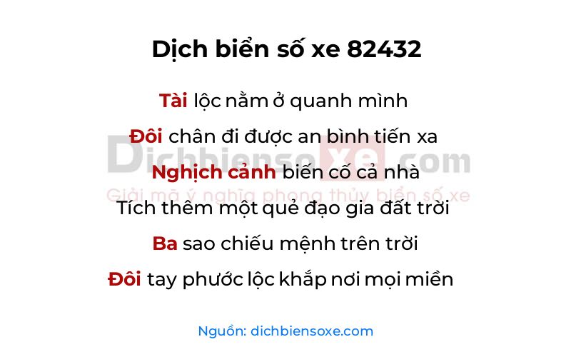 Dịch thơ biển số 82432