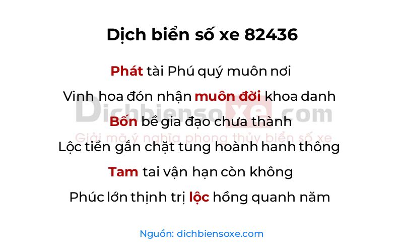 Dịch thơ biển số 82436