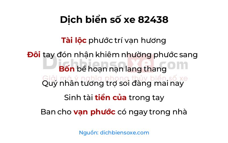 Dịch thơ biển số 82438