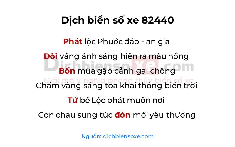 Dịch thơ biển số 82440