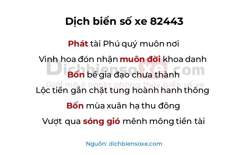 Dịch thơ biển số 82443