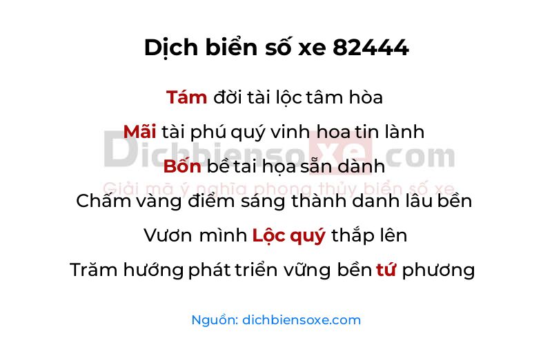 Dịch thơ biển số 82444
