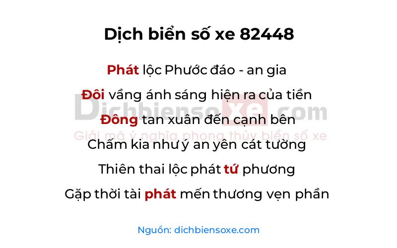 Dịch thơ biển số 82448