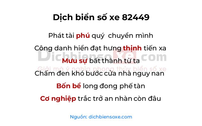 Dịch thơ biển số 82449