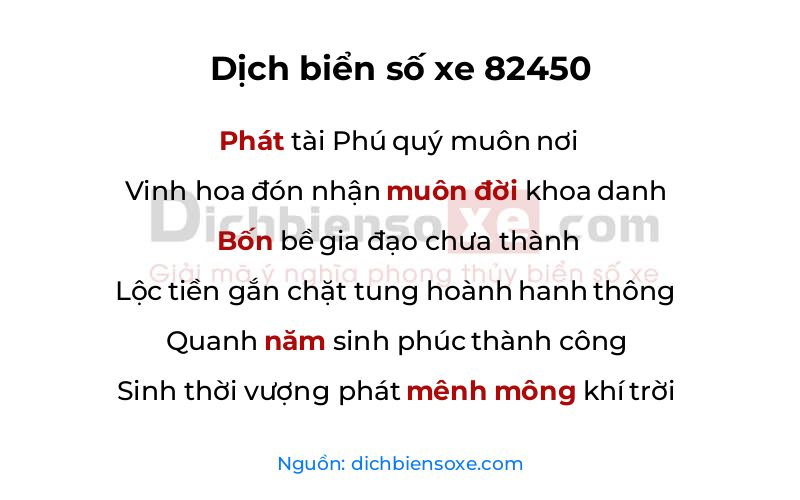 Dịch thơ biển số 82450