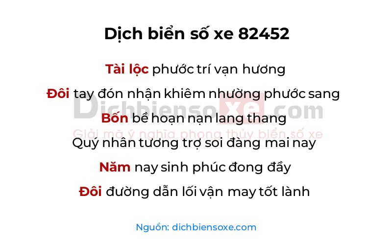Dịch thơ biển số 82452