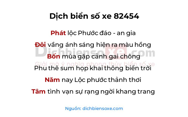 Dịch thơ biển số 82454