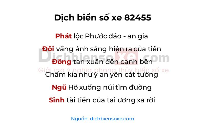 Dịch thơ biển số 82455