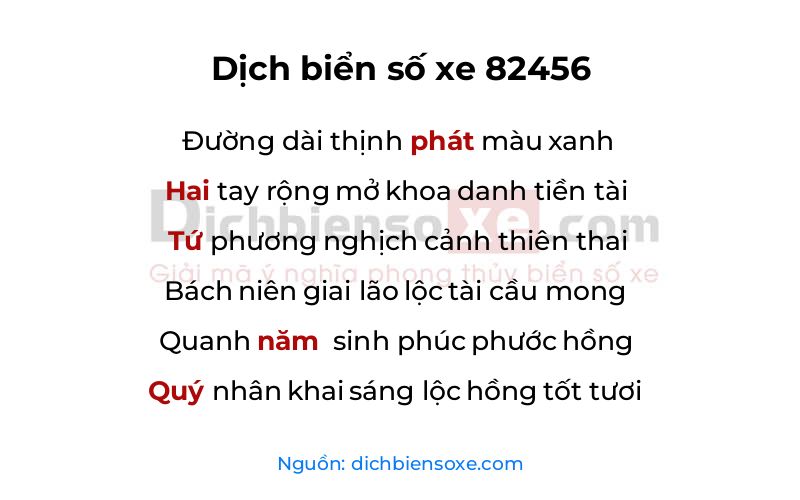 Dịch thơ biển số 82456