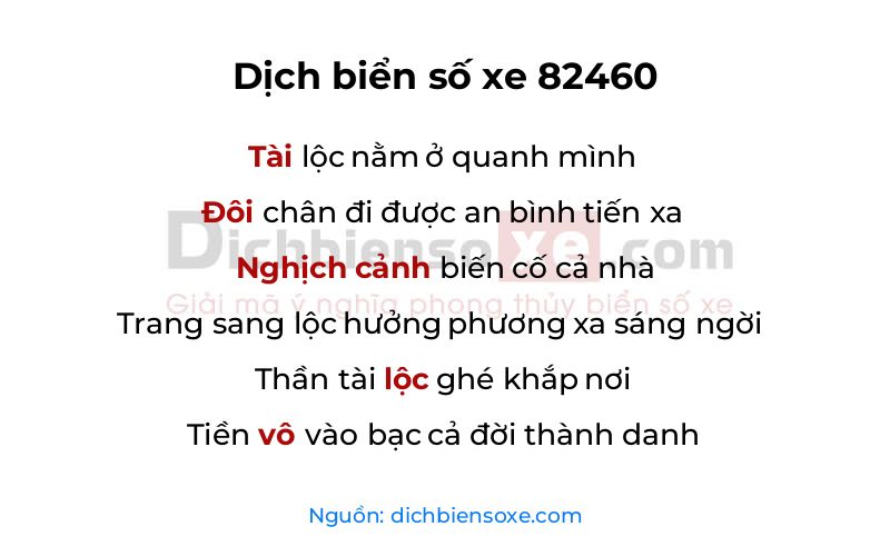 Dịch thơ biển số 82460