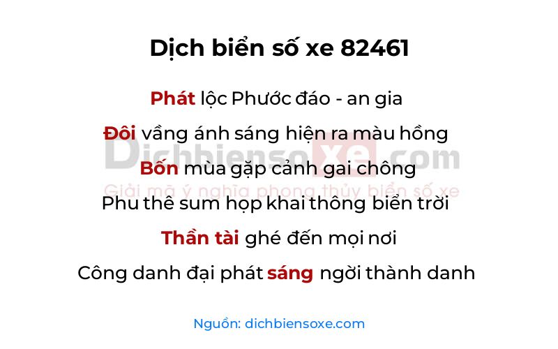 Dịch thơ biển số 82461