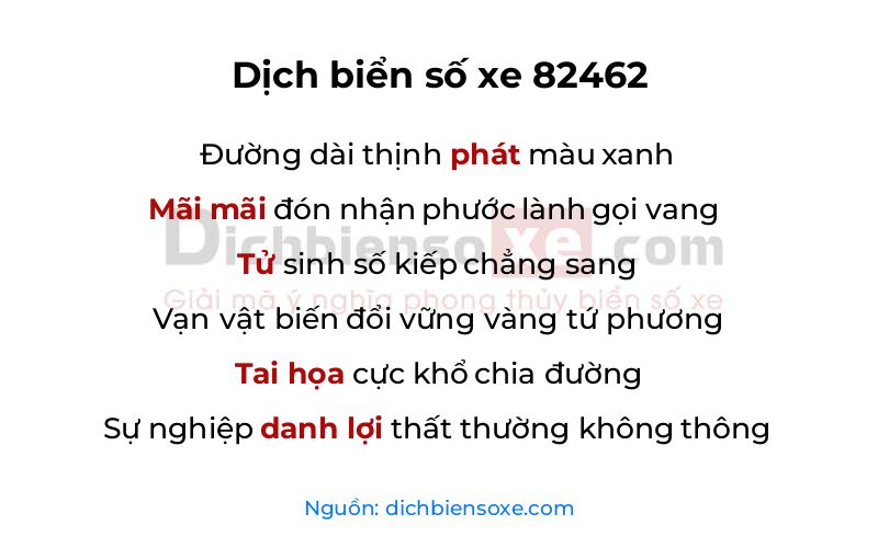 Dịch thơ biển số 82462