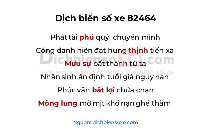 Dịch thơ biển số 82464