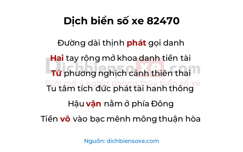 Dịch thơ biển số 82470