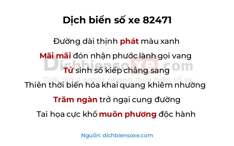 Dịch thơ biển số 82471