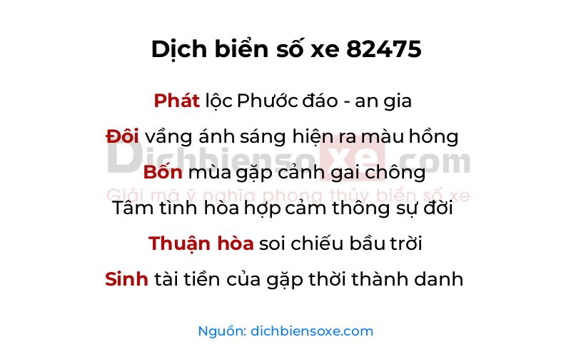 Dịch thơ biển số 82475