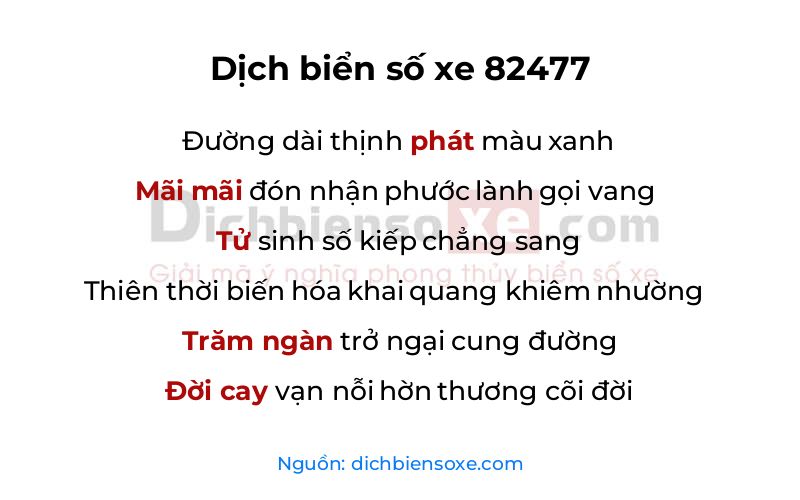 Dịch thơ biển số 82477