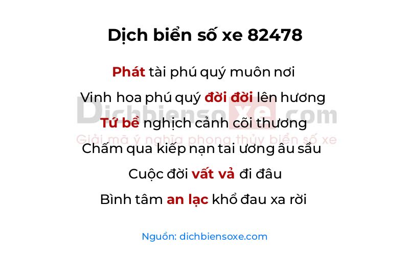 Dịch thơ biển số 82478