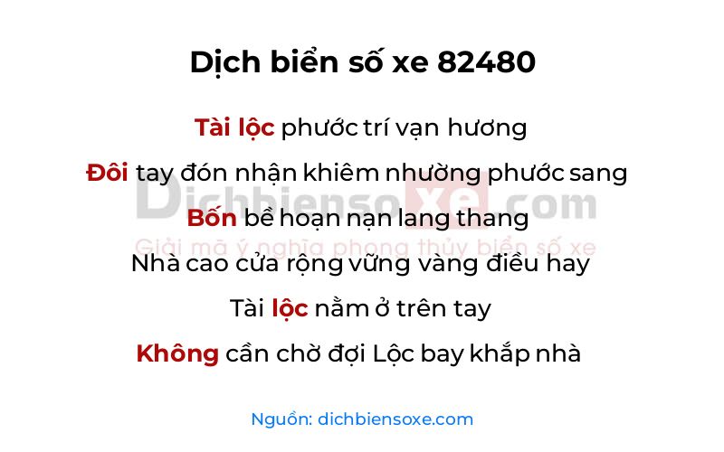 Dịch thơ biển số 82480