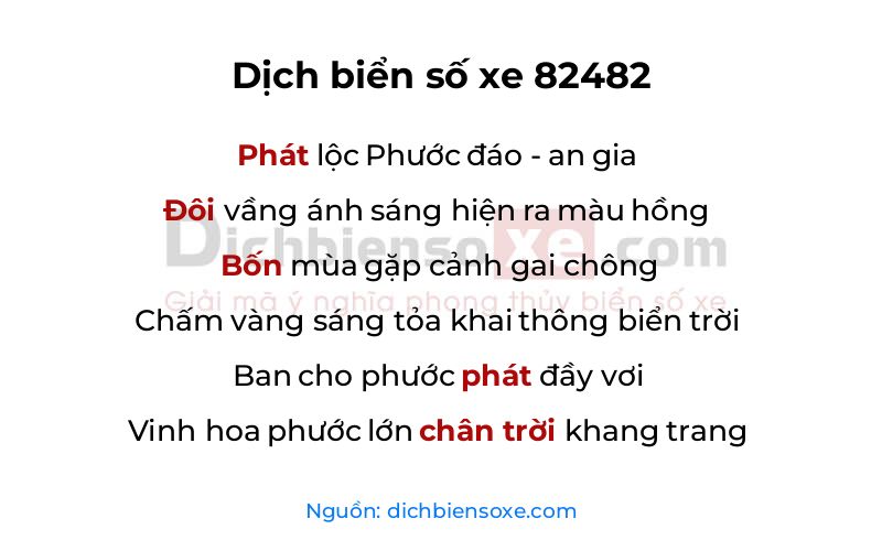 Dịch thơ biển số 82482