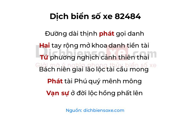Dịch thơ biển số 82484