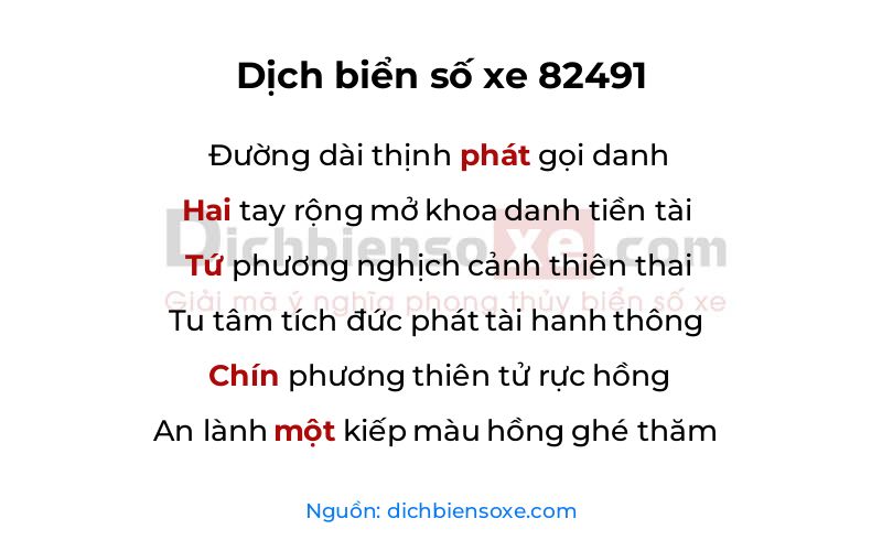 Dịch thơ biển số 82491