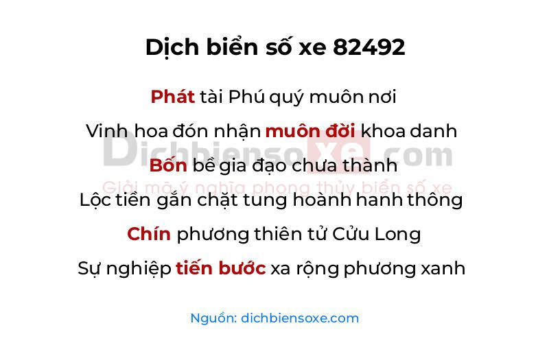 Dịch thơ biển số 82492
