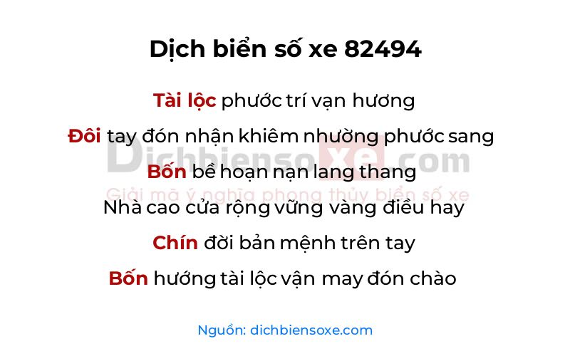 Dịch thơ biển số 82494