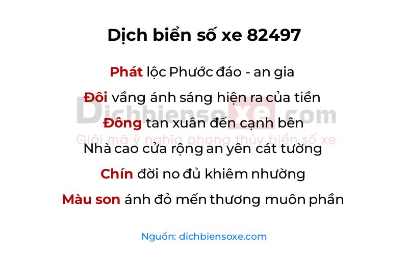 Dịch thơ biển số 82497