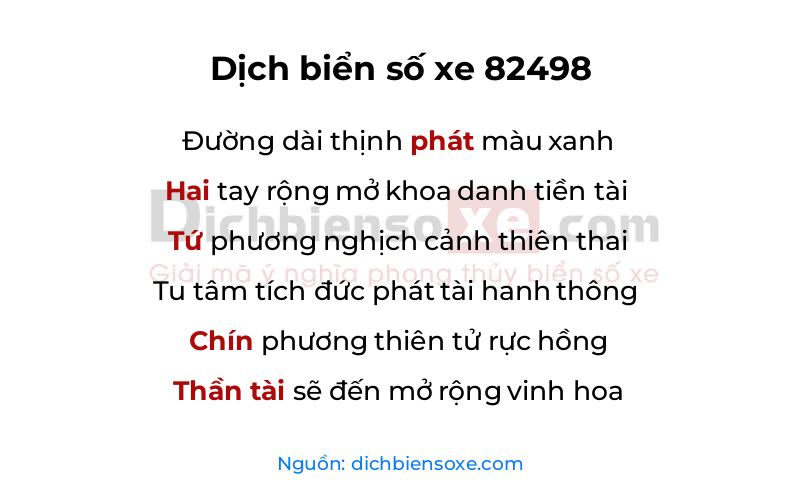 Dịch thơ biển số 82498