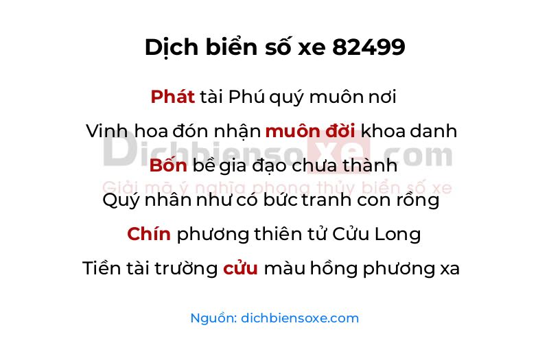 Dịch thơ biển số 82499