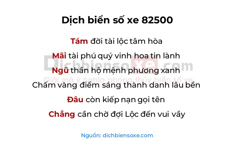 Dịch thơ biển số 82500