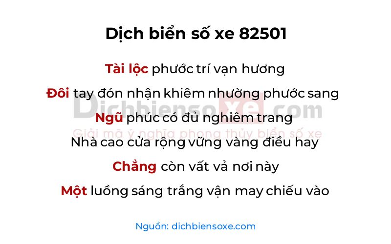 Dịch thơ biển số 82501