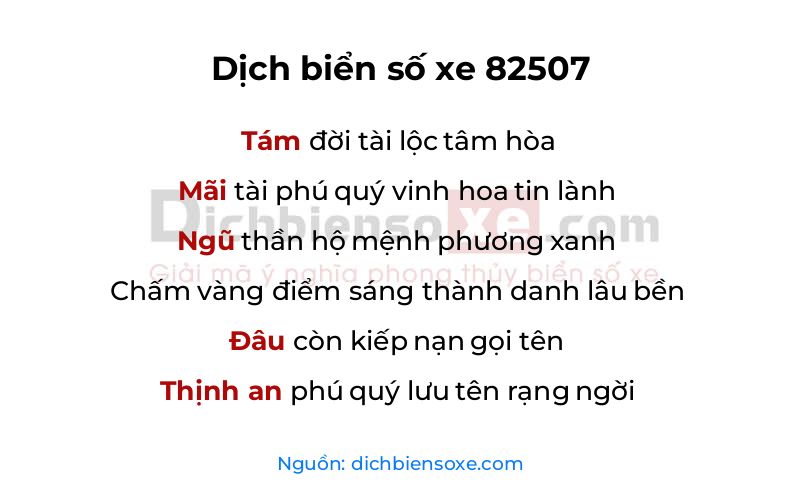 Dịch thơ biển số 82507