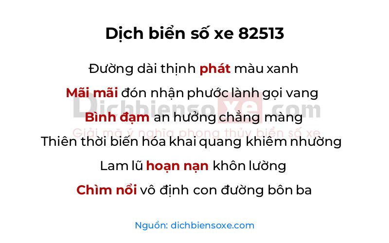 Dịch thơ biển số 82513