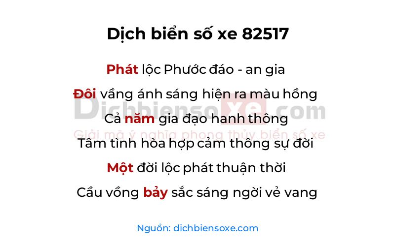 Dịch thơ biển số 82517