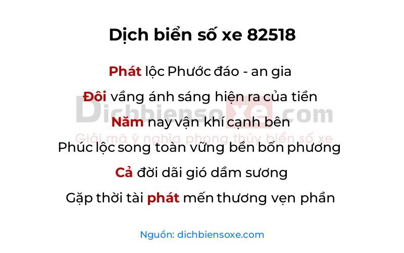 Dịch thơ biển số 82518