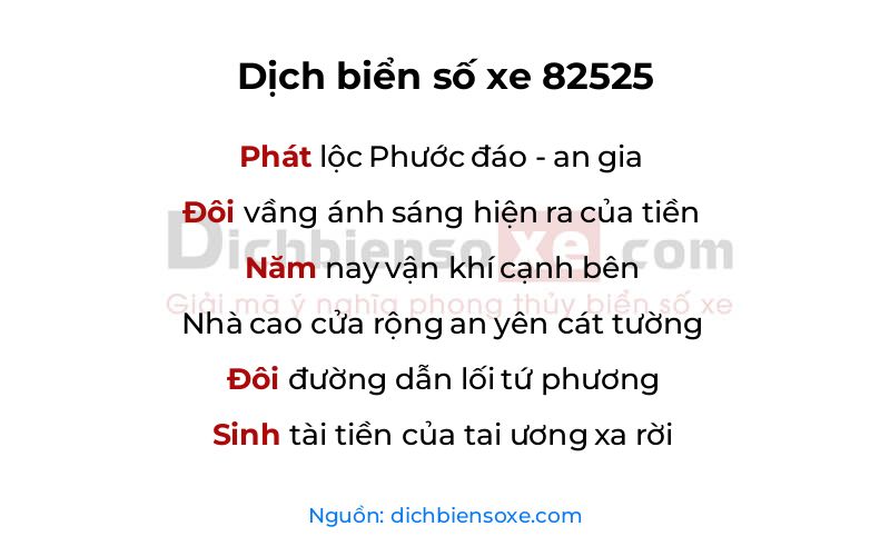 Dịch thơ biển số 82525