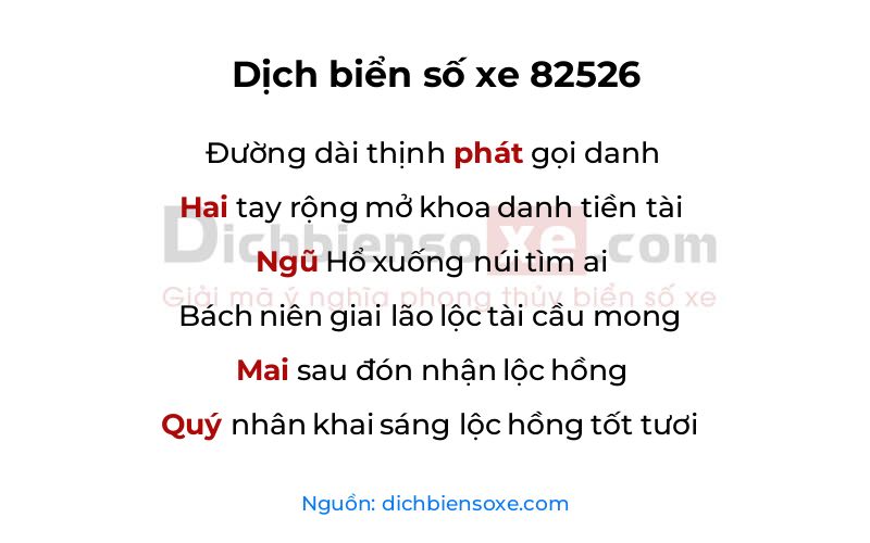 Dịch thơ biển số 82526