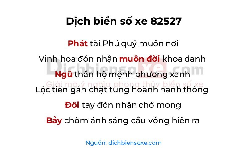 Dịch thơ biển số 82527