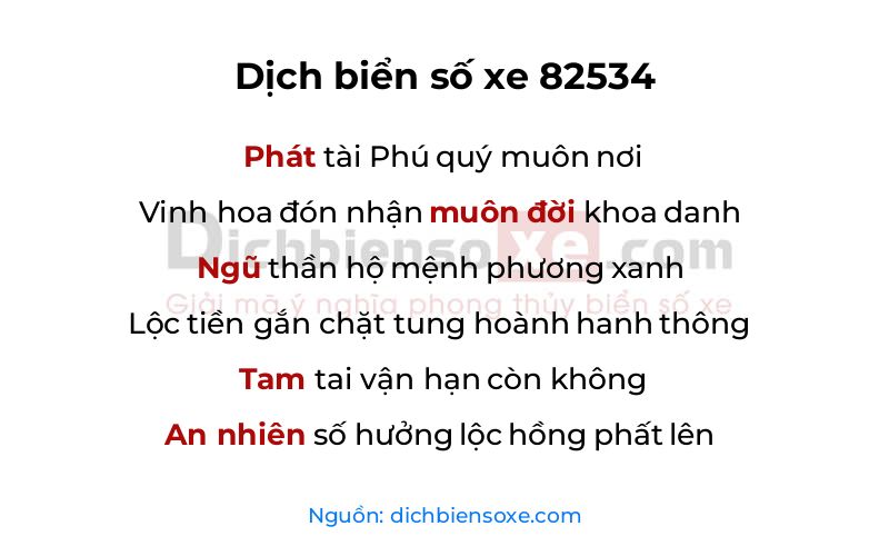Dịch thơ biển số 82534