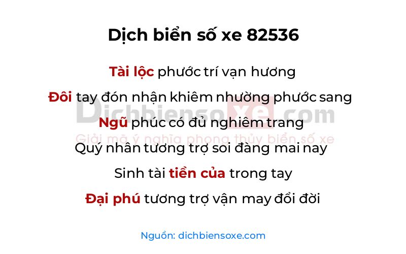 Dịch thơ biển số 82536