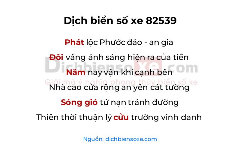 Dịch thơ biển số 82539