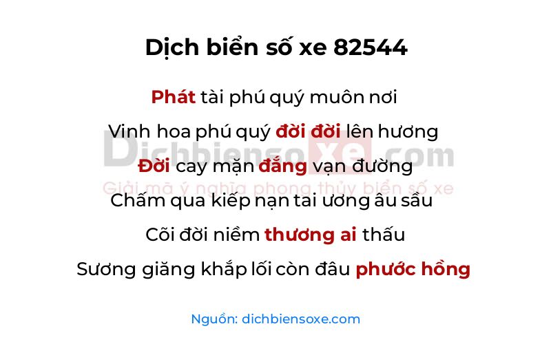 Dịch thơ biển số 82544