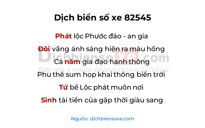 Dịch thơ biển số 82545