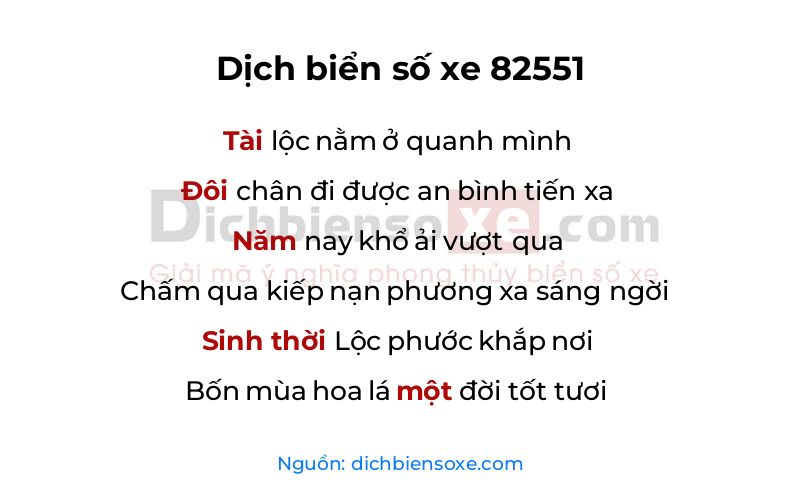 Dịch thơ biển số 82551