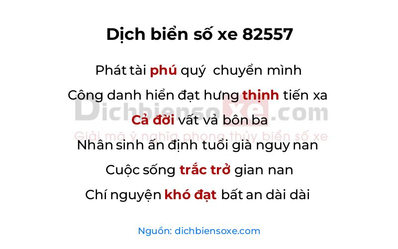 Dịch thơ biển số 82557